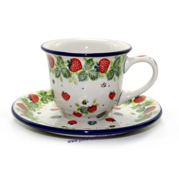 Filiżanka Tulipan podwójne espresso 0,18L + spodek dek. 2709X Truskawki